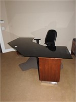 GLASS TOP DESK AND CHAIRS