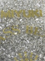 Miyuki 4 mm glass drop beads. Silver lined