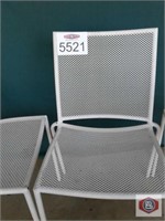 Patio chair. white metal mesh sesat and back. No