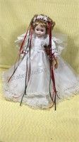 12"  porcelain doll with stand Victoria Collection