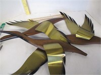 Home decor birds; wooden body metal wings