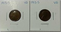 1913-D & 1913-S  Lincoln cents  VG