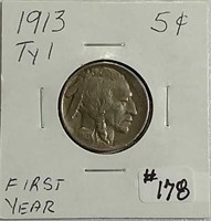 1913  Type I  Buffalo Nickel