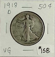 1918-D  Walking Liberty Half Dollar  VG