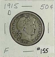 1915-D  Barber Half Dollar  F
