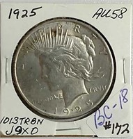 1925  Peace Dollar  AU-58