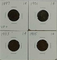 1897, 1901, 1903 & 1905  Indian Head Cents