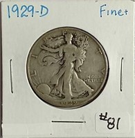 1929-D  Walking Liberty Half Dollar  F+