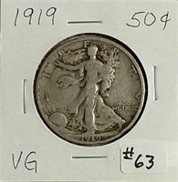 1919  Walking Liberty Half Dollar  VG
