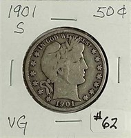 1901-S  Barber Half Dollar  VG