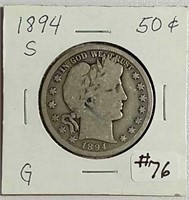 1894-S  Barber Half Dollar  G
