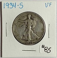 1934-S  Walking Liberty Half Dollar  VF