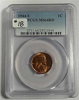 1944-S  Lincoln Cent  PCGS MS-64 Red
