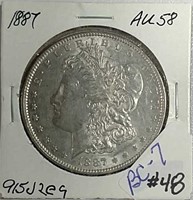 1887  Morgan Dollar  AU-58
