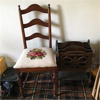 Ladderback Chair w Embroidered Seat & Asst
