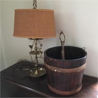 Lamp and Coopered or Coopered Style Bucket