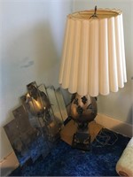 Large Lamp & Mirrored Clock