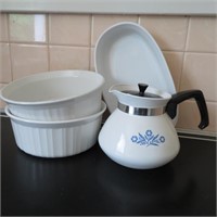 Corning Dishes & Teapot
