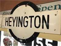 "HEYINGTON"  1940'S ENAMEL TARGET STATION SIGN