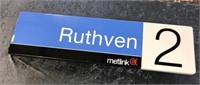 "RUTHVEN" METLINK ENAMEL STATION SIGN