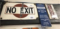 "NO EXIT" ENAMEL SIGN & 2 OTHER WARNING