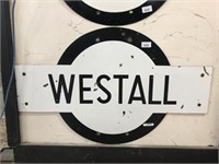 "WESTALL"  BULLSEYE STATION ENAMEL SIGN