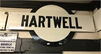 "HARTWELL"  BULLSEYE STATION ENAMEL SIGN