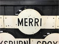 "MERRI"  BULLSEYE STATION ENAMEL SIGN
