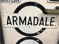 "ARMADALE"  BULLSEYE STATION ENAMEL SIGN