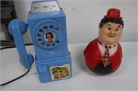 Vintage Toy Phone & Weeble Wobble