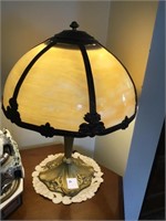 Slag-glass cast lamp.