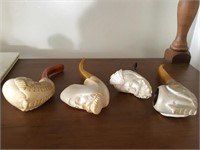 Lot of four carved Meerschaum Smoking pipes.