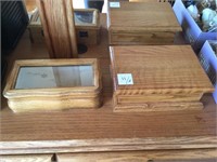 Pair of wooden jewellery boxes. One with glass