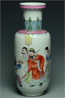 A FAMILLE ROSE FIGURE SUBJECT VASE