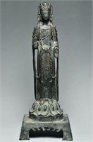 A TANG DYNASTY SILVER FIGURE OF GUANYIN