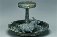A LARGE WARRING STATES PERIOD BRONZE LAMP