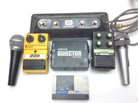 SHURE MIC’S, PEAVY GUITAR PEDAL & ASSORTED