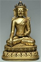 A MING GILT BRONZE FIGURE OF AMITAYUS 15TH C