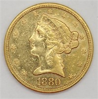 1880-S $5 Gold Coin