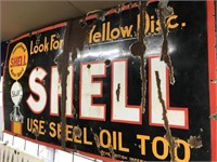 6 x 3 SHELL ENAMEL SIGN "LOOK FOR THE YELLOW