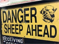 DANGER SHEEP AHEAD SIGN - 92CM X 46CM