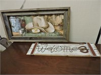 Wood Welcome Sign, Painting on Tin
