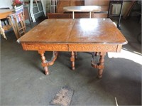 Antique Dining Table & 2 Leaves, 42" x 50" x 28"