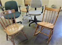 2 - Office Chairs, Wood Rocker & Chair