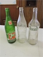 Orange Crush, Coke & 7 Up 28 oz Bottles