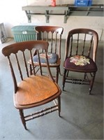 3 - Antique Gunstock Chairs