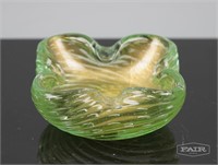 Green and Gold  Murano Art Glass Dish