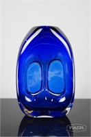 Art Glass Abstract Blue Vase