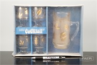 Vintage Libbey gold autumn leaf cocktail set