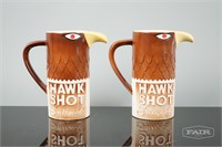 Pair of vintage Hawk Shot Smirnoff mugs
